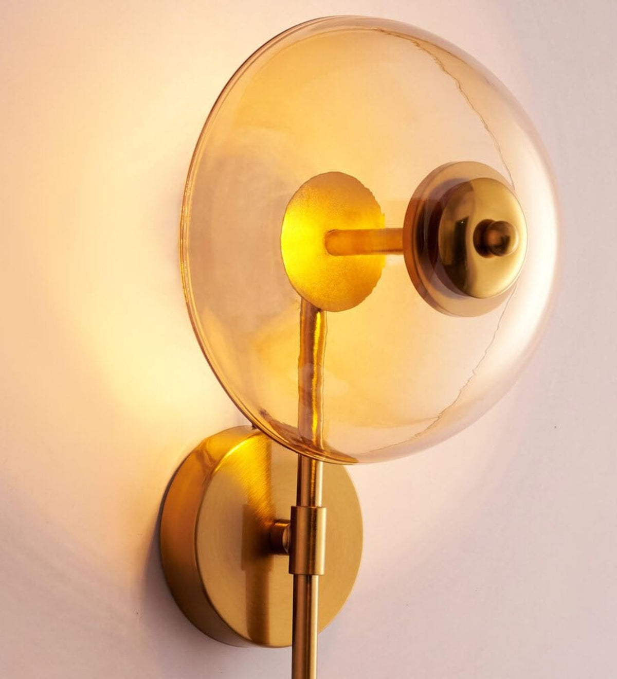 Golden Translucent Glass Modern Golden Wall Light with Clear Glass – Stello Light Studio