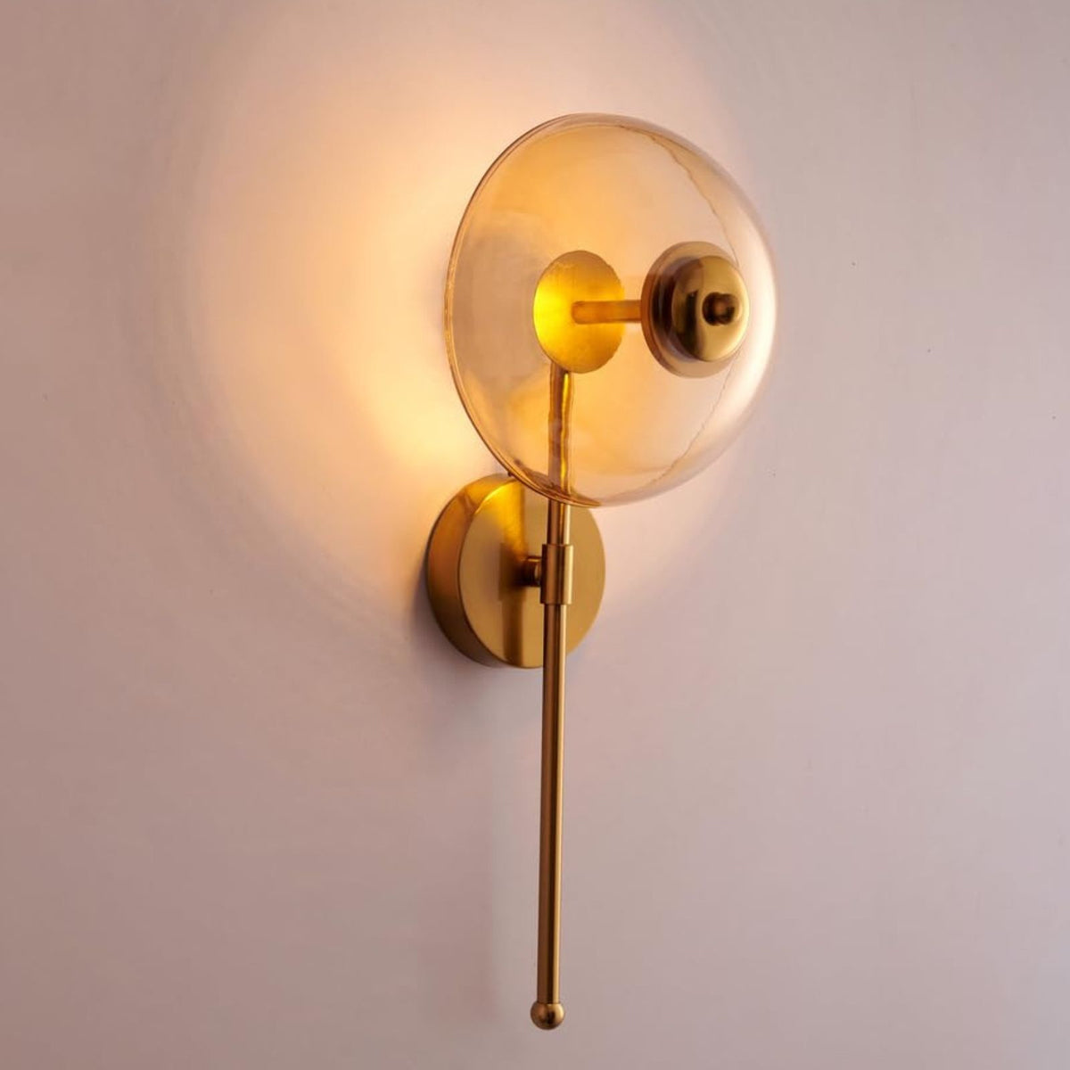 Golden Translucent Glass Modern Golden Wall Light with Clear Glass – Stello Light Studio