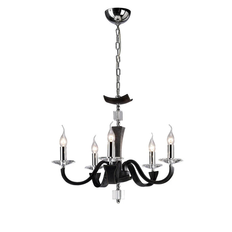 Nardini Polished Chrome/Black Faux Leather/Crystal