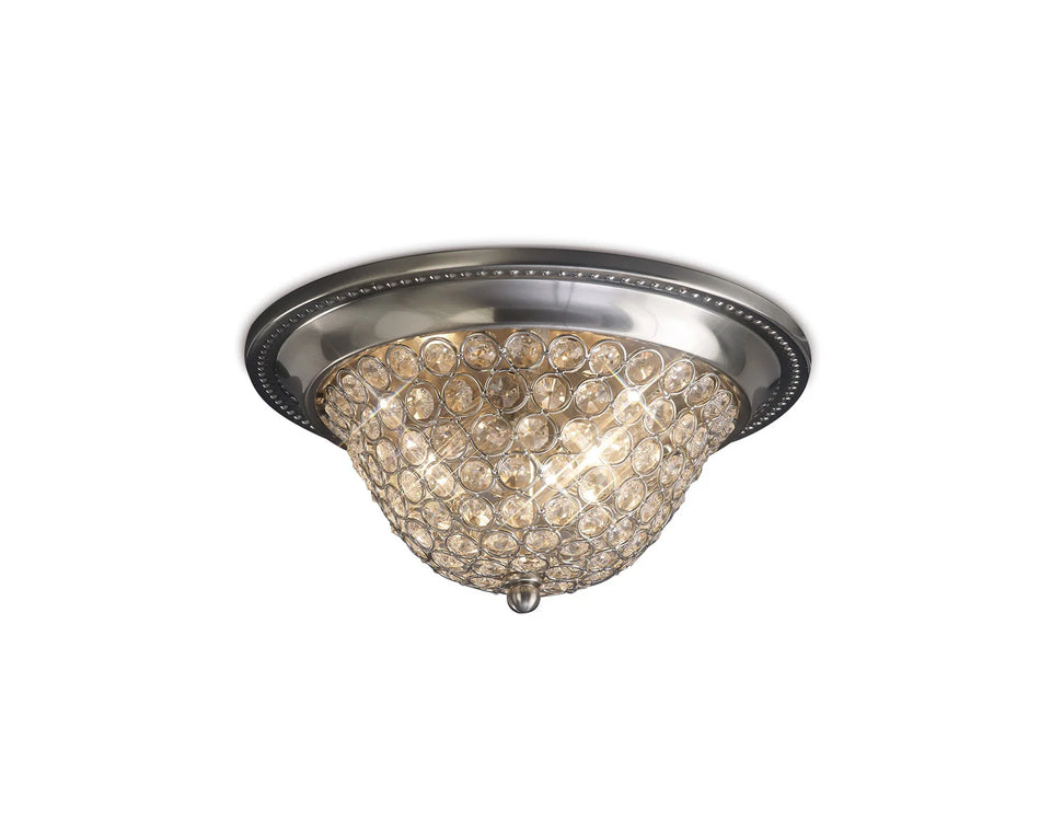 Diyas Paloma Ceiling Small 2 Light Satin Nickel/Crystal