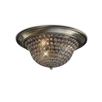 Paloma 39cm Flush Ceiling Large Antique Brass/Crystal