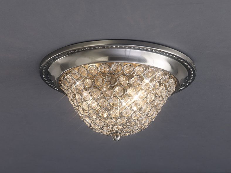 Diyas Paloma Ceiling Large 3 Light Satin Nickel/Crystal
