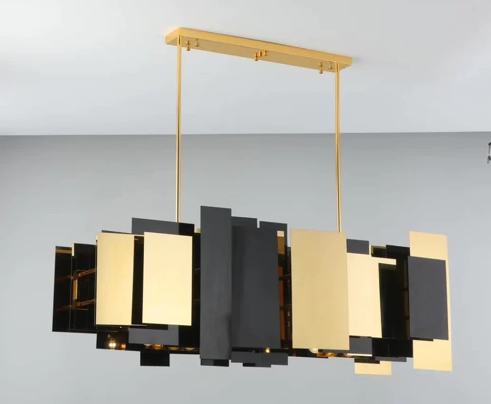 BLACK & GOLD MODERN LINEAR CHANDELIER