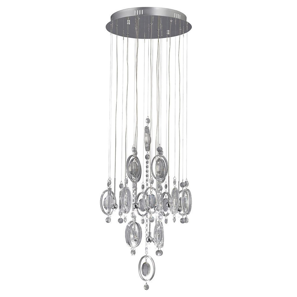 Solana 40cm Pendant 9 Light G4 Polished Chrome/Crystal