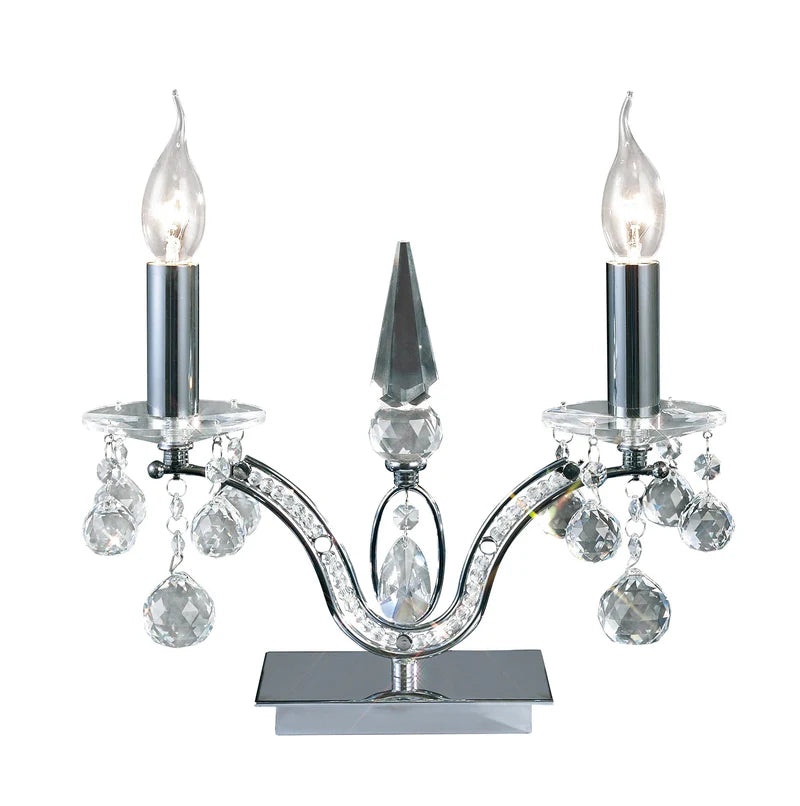 Diyas Tara Table Lamp 2 Light E14 Polished Chrome/Crystal