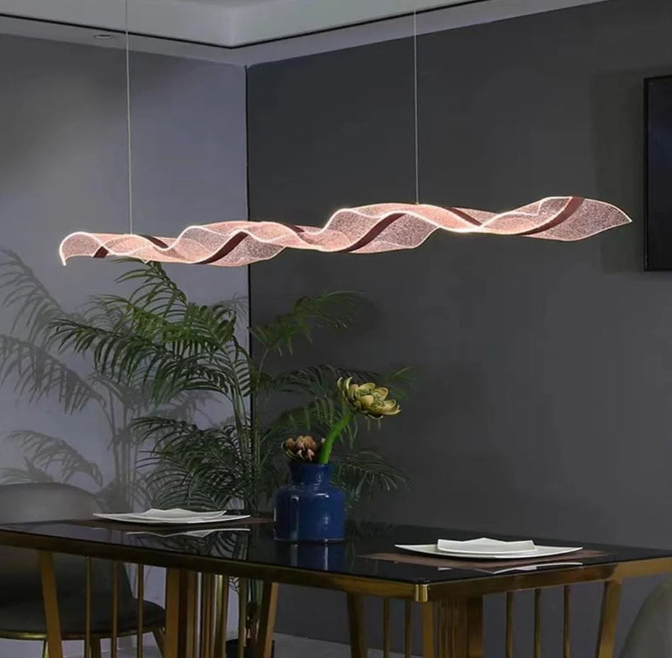 Rose Gold Acrylic LED Wave Chandelier