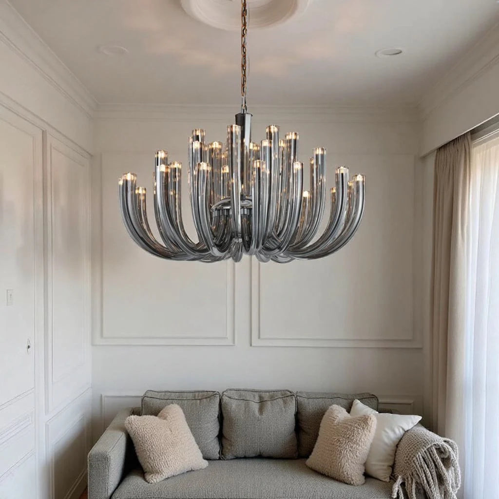 J Shape Smoke Glass Chandelier