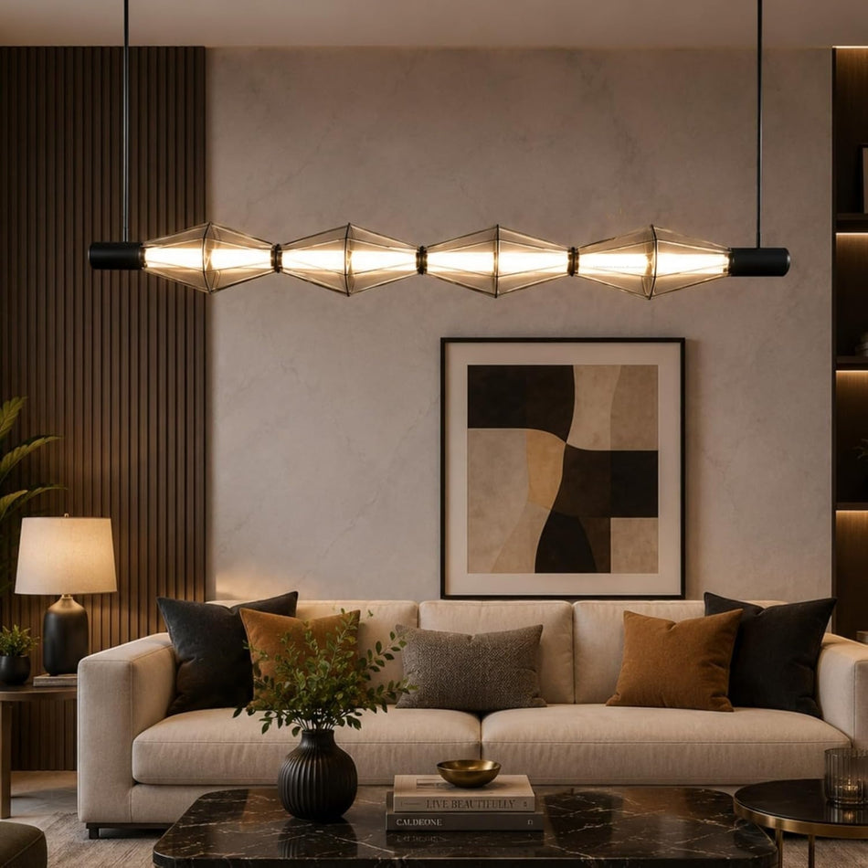Modern Linear LED Black Chandelier