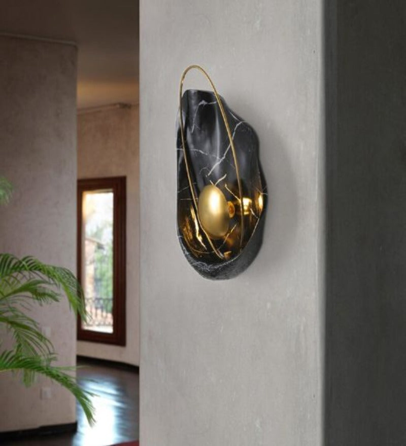 PEARL SHELL WALL LIGHT IN BLACK - Stello Light Studio