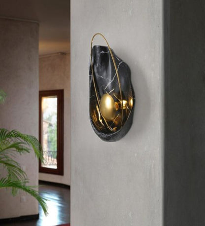 PEARL SHELL WALL LIGHT IN BLACK - Stello Light Studio