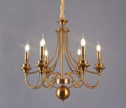 6 Light Gold Metal Italian Chandelier