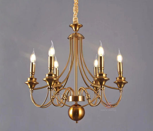 6 Light Gold Metal Italian Chandelier