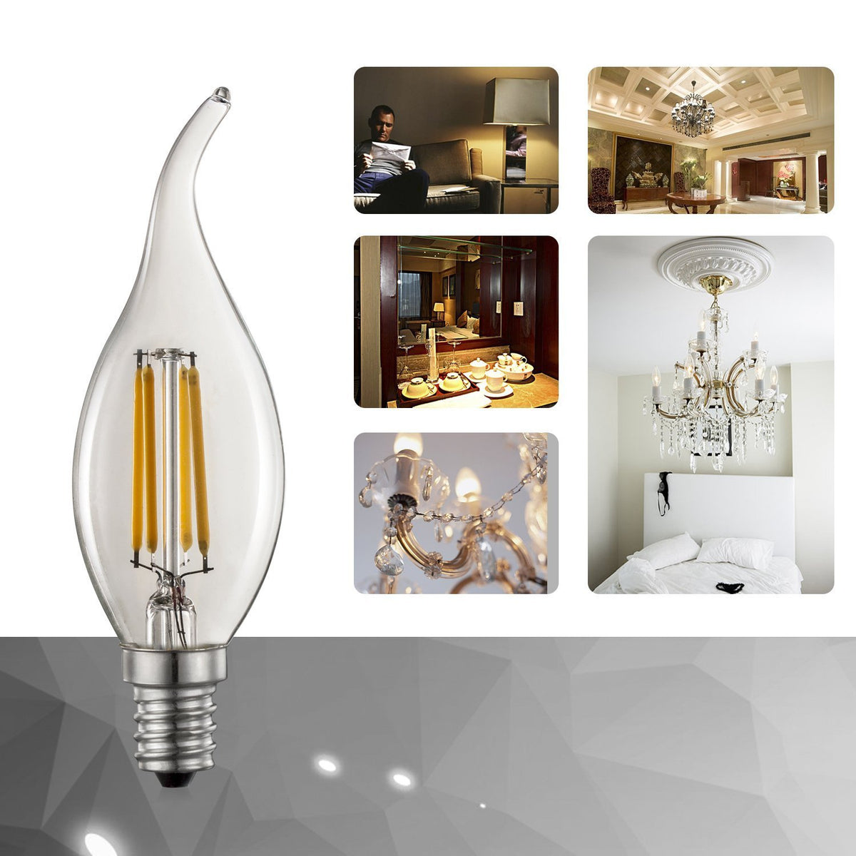 Stello Filament Candle LED Bent Tip Bulb ( E14 BASE/4 Watt ) - Stello Light Studio