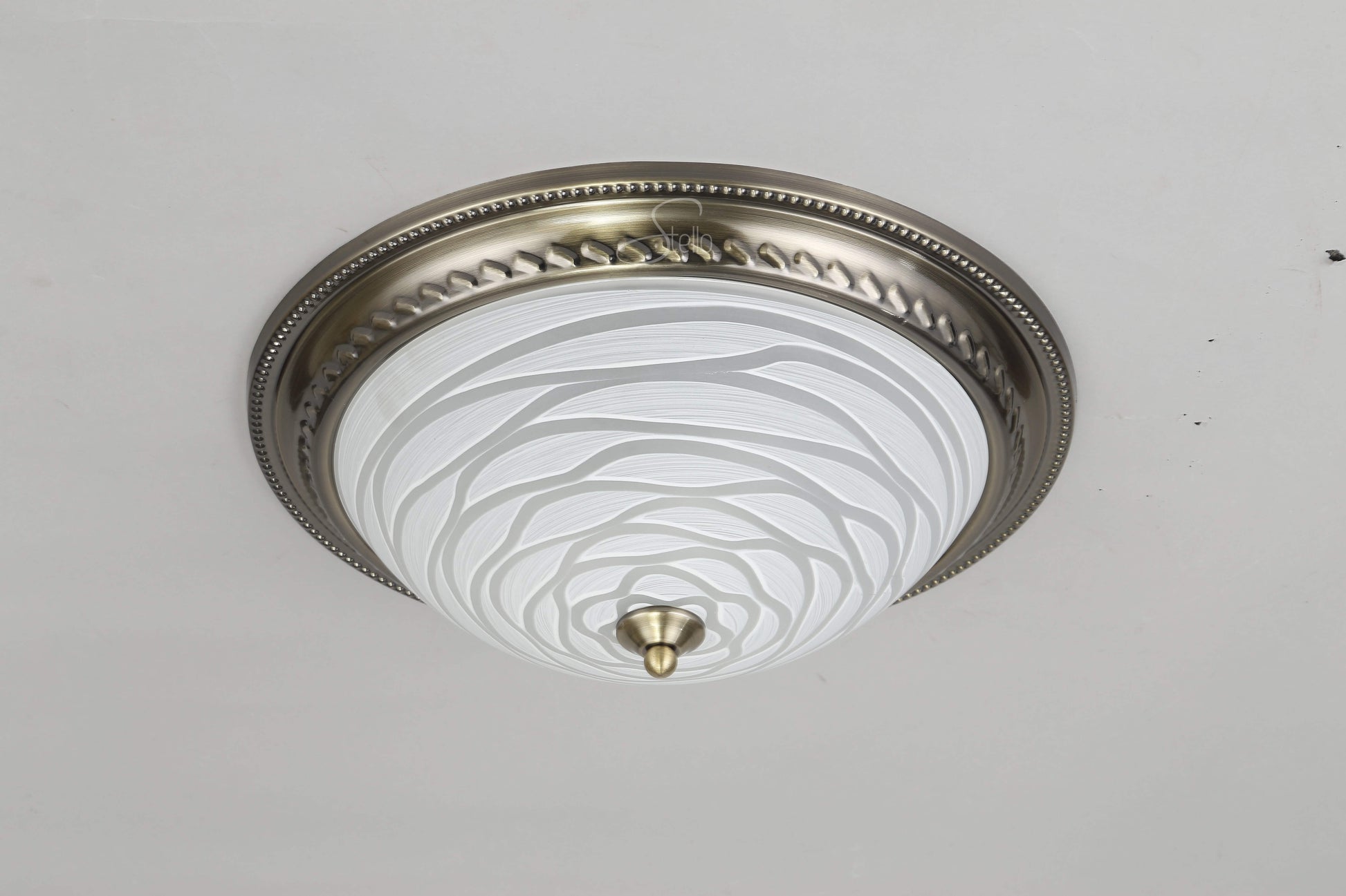 VALLY Antique Brass Flush Mount - 2 Lights - Stello Light Studio