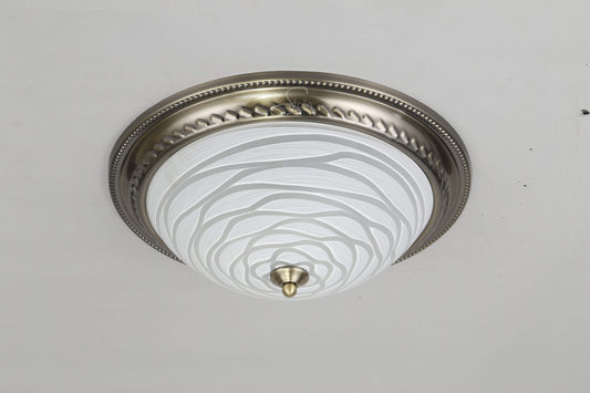 VALLY Antique Brass Flush Mount - 2 Lights - Stello Light Studio