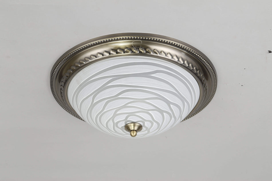 VALLY Antique Brass Flush Mount - 2 Lights - Stello Light Studio