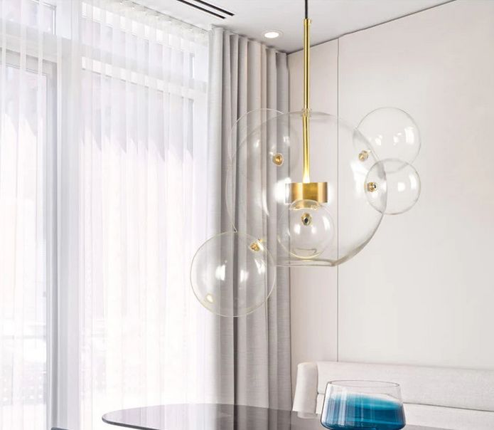 Round  Transparent 6 Clear Glass Pendant Lamp