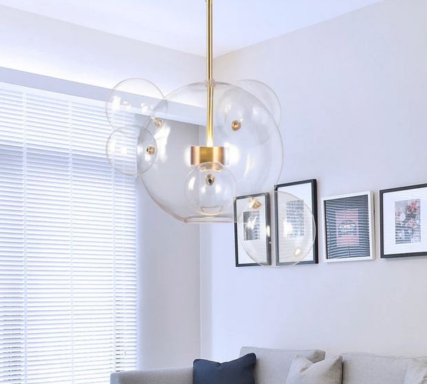 Round  Transparent 6 Clear Glass Pendant Lamp