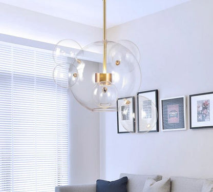 Round  Transparent 6 Clear Glass Pendant Lamp