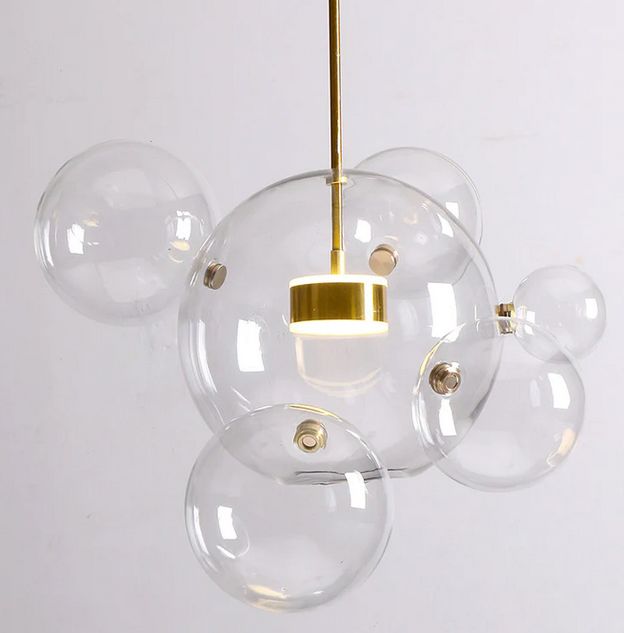 Round  Transparent 6 Clear Glass Pendant Lamp