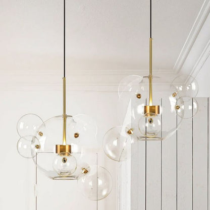 Round  Transparent 6 Clear Glass Pendant Lamp