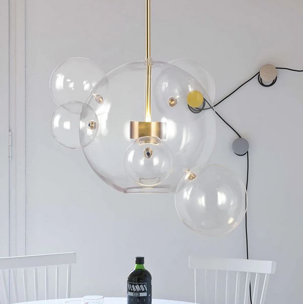 Round  Transparent 6 Clear Glass Pendant Lamp
