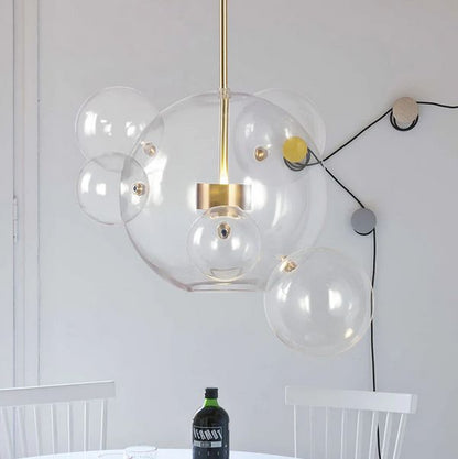 Round  Transparent 6 Clear Glass Pendant Lamp