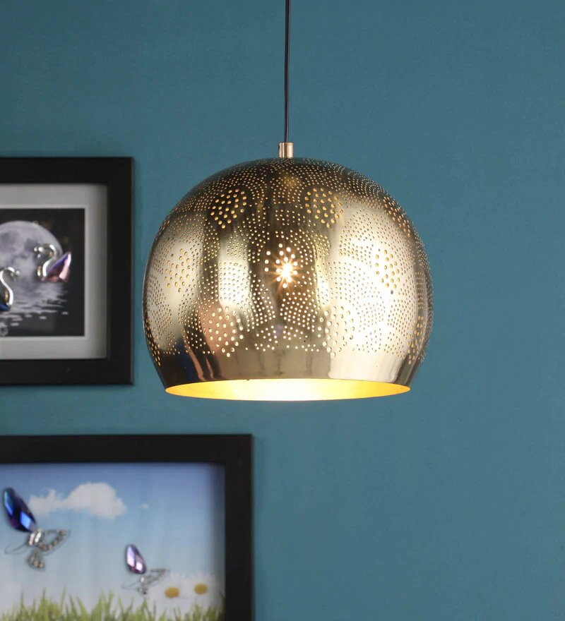 Acorn Antique Brass Metal Hanging Light - Stello Light Studio