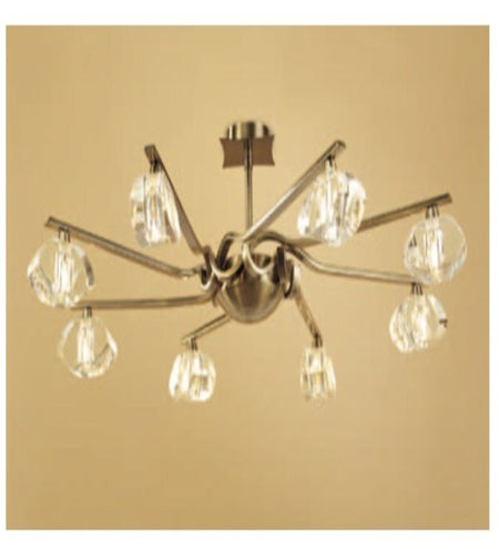 ALFA SEMI CEILING 8 LIGHT ANTIQUE BRASS - Stello Light Studio