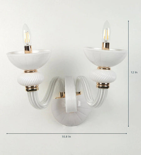 Flor White Glass Wall Light -2 Lights - Stello Light Studio