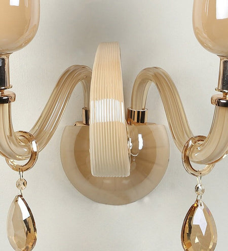 Gracil Beige Glass and Crystal Wall Light - 2 Lights - Stello Light Studio