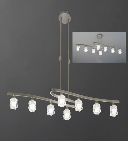 ICE PENDANT 8 LIGHT SATIN NICKEL - Stello Light Studio