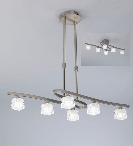 ICE PENDANT 6 LIGHT SATIN NICKEL - Stello Light Studio
