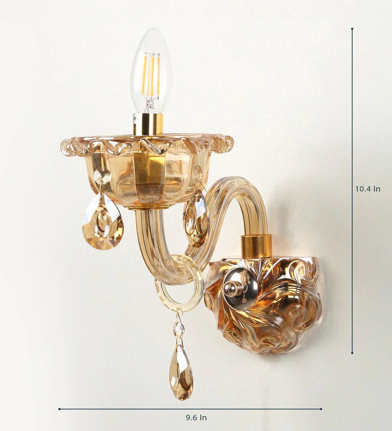 Palacio Gold Glass and Crystal Wall Light - Stello Light Studio