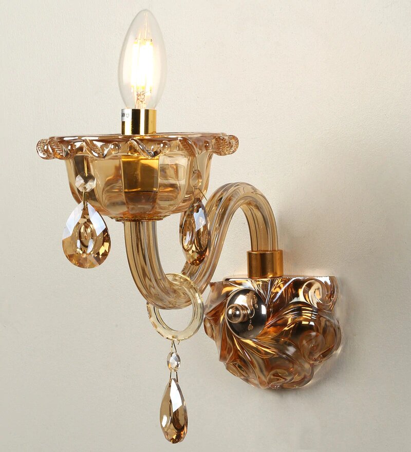 Palacio Gold Glass and Crystal Wall Light - Stello Light Studio