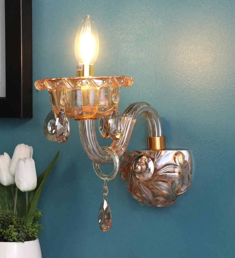 Palacio Gold Glass and Crystal Wall Light - Stello Light Studio
