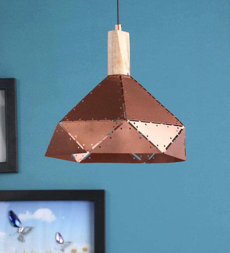 Wicker Antique Gold Metal Hanging Light - Stello Light Studio