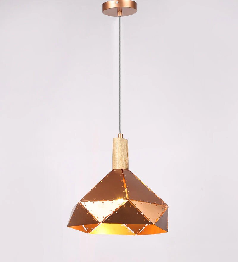 Wicker Antique Gold Metal Hanging Light - Stello Light Studio